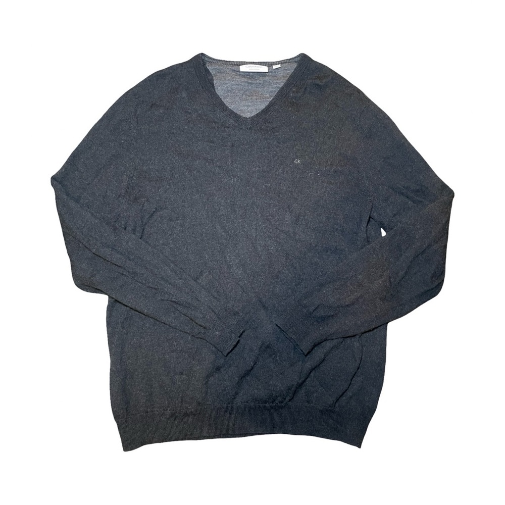 Calvin Klein Men's 100% Italian Merino Wool V Neck Sweater Size XL EUC